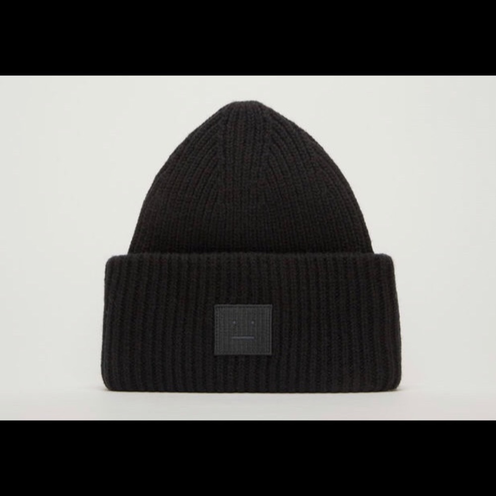 Acne Studios Black Face-Patch, Pansy L Face Beanie